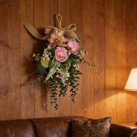 Eucalyptus Hanging Bouquet Wall Decoration with Dahlia, Fabric