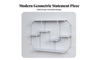 Geometric Grid Shelf Multi-Functional Floating Rack Space-Saving for Living Room