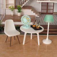 Dollhouse Miniature Furniture Set Table Chair Fan Tray Drink Mini Floor Lamp Model Photography Prop