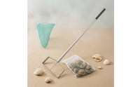 Beach Rake with Mesh Bag Portable Sand tool with Detachable Handle Wide Tool for Clam Diggers