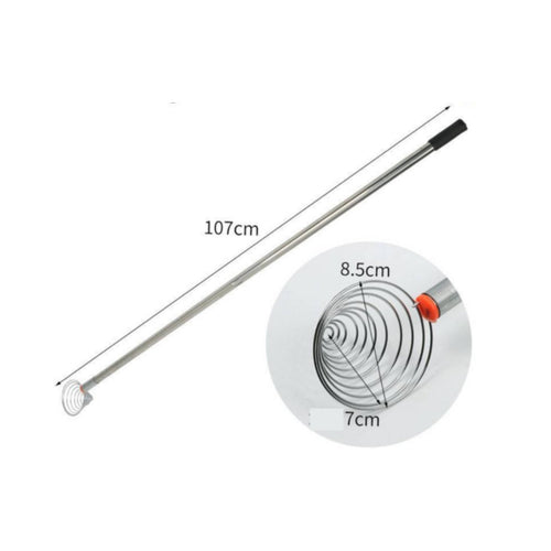 Long Handle Nut Gatherer Stainless Steel Spiral Basket Pickup Tool for Gardeners