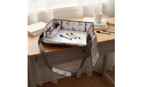 Rabbit-Themed Car Seat Activity Tray Adjustable Straps Kids Travel Tray Storage Pockets Travel Drawing Board Raised Side Walls
