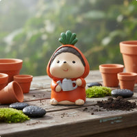 Hedgehog Gardener Figurine Artisanal Look Cartoon Creature Resin Figure