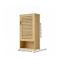 Bamboo Storage Cabinet Minimalist Wall-Mounted Cupboard Space-Saving for Kitchen