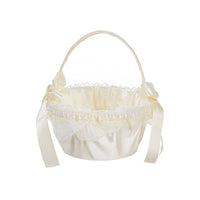 Flower Girl Basket Romantic Basket with Lace Trim Handmade for Bridal Procession