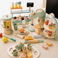 Wooden Pretend Play Tea and Ice Cream Shop Set