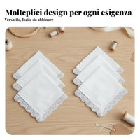 6 Pieces Wedding Handkerchief Elegant Design DIY Embroidery Handkerchief