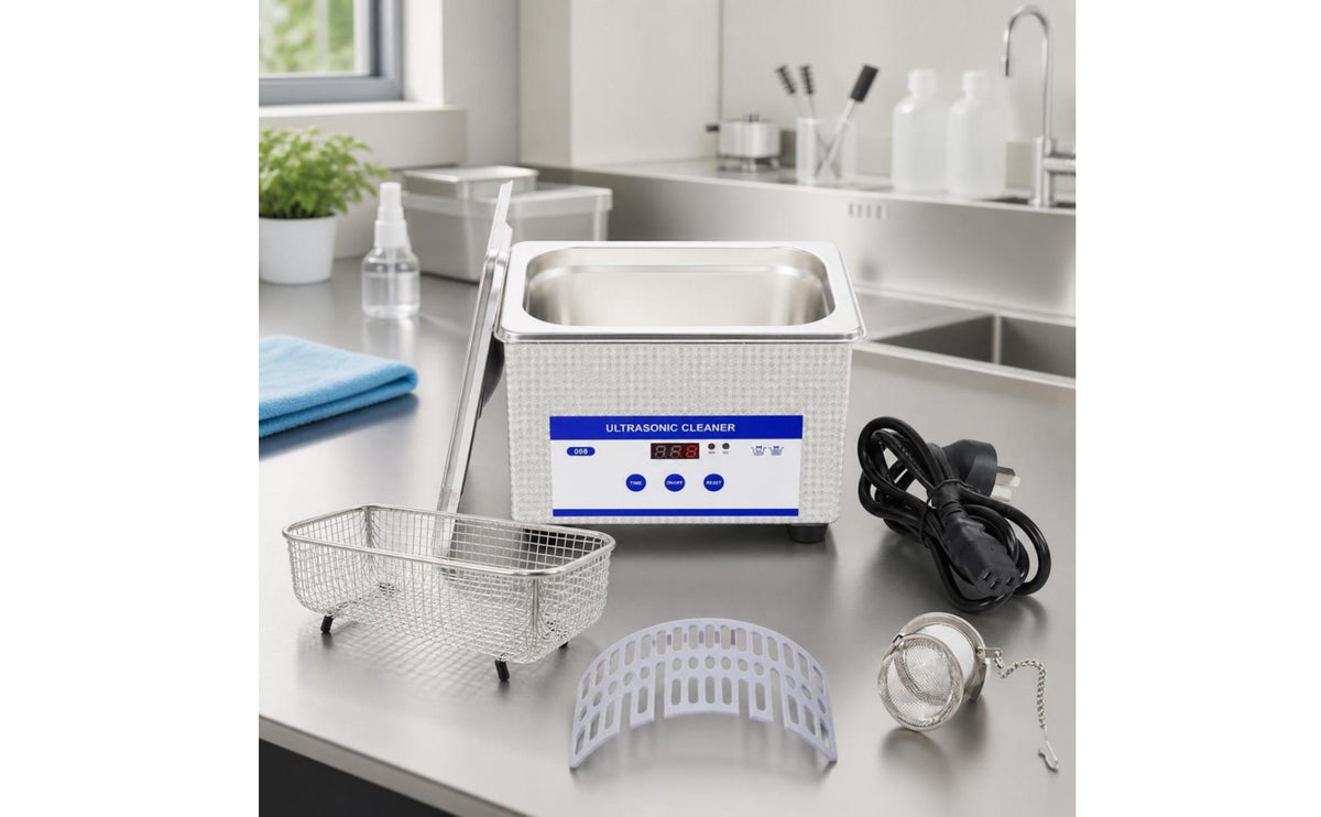 Ultrasonic Cleaner with Basket and Numeric Display Stainless Steel Digital Ultrasonic Cleaner Compact Cleaning Machine for Jewelers, Home, Workshops