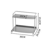 Tabletop Display Shelf Stainless Steel Rack Rounded Rails Two-Tier Storage Rack Easy to Clean for Coffee Area