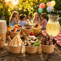 50 Pieces Kraft Paper Dessert Cup Plain Finish 8 Oz Paper Cup Compostable