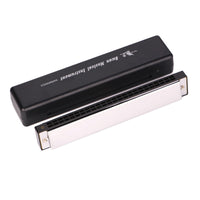 Swan 24-Hole Harmonica Set, 12 Keys, Wooden Box