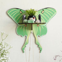 New Green Wooden Small Butterfly Hollow Crystal Storage Shelf