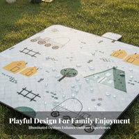 Waterproof Foldable Picnic Mat Moisture-Proof Quilted Cartoon Mat Thickened Outdoor Gear Portable for Picnickers, Families, Camping, Picnics, Beach, Travel