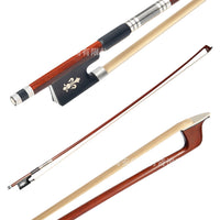 Professional Violin Bow with Green Sandalwood Stick, Pure Horsehair, Silver Winding, Ebony Frog