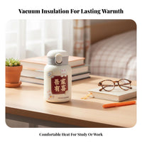 Keeps Hot & Cold Insulated Straw Bottle Leak-Proof Mini Thermal Bottle DIY Stickers for Office Workers, Commuters, School, Commuting