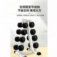 跨境批发家用哑铃架3A/4A黑白色包胶浸塑哑铃收纳放置架健身配件