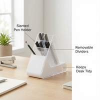 Pen Holder Desk Organizer, Student Dorm Desk Organizer, Pencil Holder for Student Desk, Transparent Drawer Stationery Holder