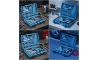 Automotive Mechanics Tool Set Chrome Steel Car Repair Tool Kit Polished Socket Set with Case Portable for Diyers, Garage, Workshop, Roadside Emergency