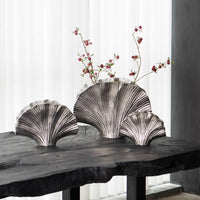 Imported Aluminum Silver Abstract Flower Bud Vase Decor for Home and Hotel