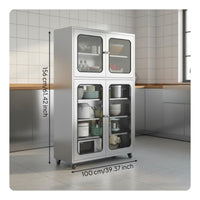 Stainless Steel Storage Cabinet Rust-Resistant Freestanding Pantry with Doors Large Capacity Freestanding Pantry Cabinet for Cooking Enthusiasts