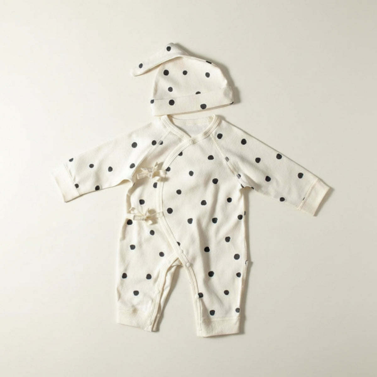 Side Tie Infant Jumpsuit Convenient Closures Long Sleeve Newborn Outfit
