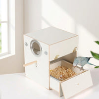 Removable Drawer Bird Box and 18x18x25cm Bird House, Wood Nesting Case for Parakeet and Cockatiel, Bracket Mount Breeding Habitat with Perch