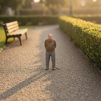 1:64 Scale Elderly Man Figure Neutral Finish Hand-Painted Figure Decorative for Micro Photography, Decoration