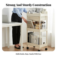 Multi-Tier Rolling Shelf With casters Shelving Unit Multifunctional for Students