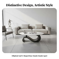 2 Pieces Coffee and End Table Group Minimalist Design Sculptural Table Set Creamy Design Scuff Resistant for Living Room, Study