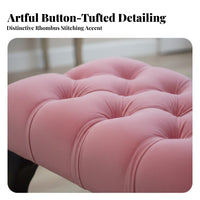 Upholstered Ottoman European Aesthetic Tufted Velvet Ottoman Multi-Purpose