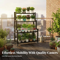 Waterresistant Wheeled Flower Pot Stand sun-resistant Rolling Plant Stand Indoor & Outdoor Tiered Rack Floor-Standing for Gardeners, Home Decorators, Homeowners, Balcony, Living Room, Patio, Corner