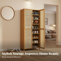 Bamboo Footwear Organizer Large Capacity Shoe Cabinet Space-saving Storage Household Furniture with Breathable Panels Suitable for Families Adults Hallway Bedroom