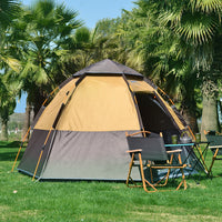 Desert&Fox Hexagonal Double-Layer Tent, 3-Person, Auto-Open, Waterproof