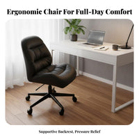 Armless Rolling Computer Chair Adjustable Height Armless Rolling Chair Full-Circle Turn Mechanism Space-Saving for Adults