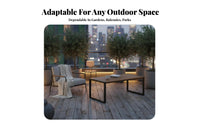 4-Person Slatted Table and Chair Combo Easy to Clean Patio Dining Set Umbrella Hole Included Stackable Chairs for Adults, Garden