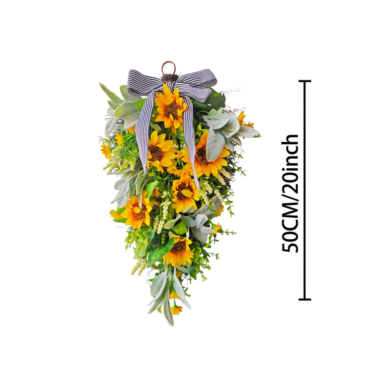 Golden Bloom Teardrop Swag Artificial Flowers Vertical Golden Bloom Wreath