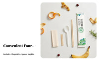 Disposable Biodegradable Tableware, Chopsticks, Spoon, Napkin, Dental Pick, Four-Piece Eco-Friendly Takeout Set