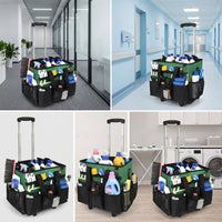 Cleaning Supplies Organizer with Wheels Portable Cleaning Bag with Trolley Large