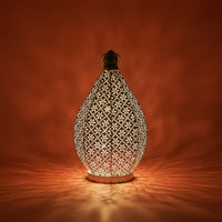 Moroccan Design Metal Lantern Hanging and Tabletop Hollow Iron Art Table Lamp