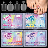 240 Pieces Soft Gel Toenail Tips Transparent Toenail Tip Kit Clear Short False Toenails for DIY Nail Enthusiasts, Pedicures, Home Manicures