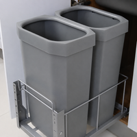 Trash Bin Sorting Under Sink Drawer-Type Odor-Blocking Slim Plastic Gray