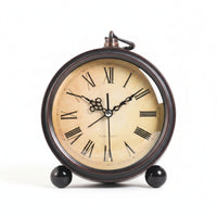 Vintage Alarm Clock Ornate Hands Round Dial Retro Metal Alarm Clock