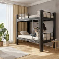 Metal Bunk Bed Space-Saving Bunk Bed with Guardrails Heavy-Duty Furniture for Kids, Students, Shared Bedroom, Dorm Room, Accommodation for Students