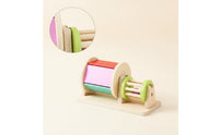 Colorful Wooden Toy with Rotating Drums Educational Wooden Rotating Drum Vibrant Rotating Drum Toy Tabletop for Preschoolers