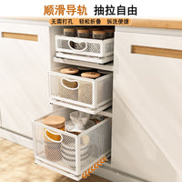 抽拉零食收纳筐多层厨房置物架调味料瓶罐置物架分层储物拉篮