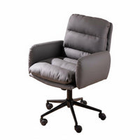Armless Upholstered Rolling Chair Height Adjustable Desk Seat Ergonomic rear Support 360-Degree rotate for Teens, Women, Bedroom