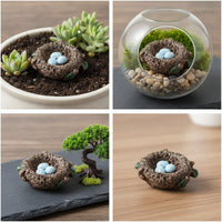 Bird Nest with Eggs Resin Mini Artificial Bird Nest Rustic Ornament for Crafters, Collectors, Fairy Garden Areas, Photography