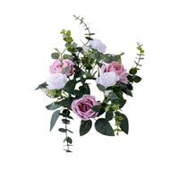 Decorative Candle Holder Centerpiece Plastic Silk Flower Circle Green Foliage