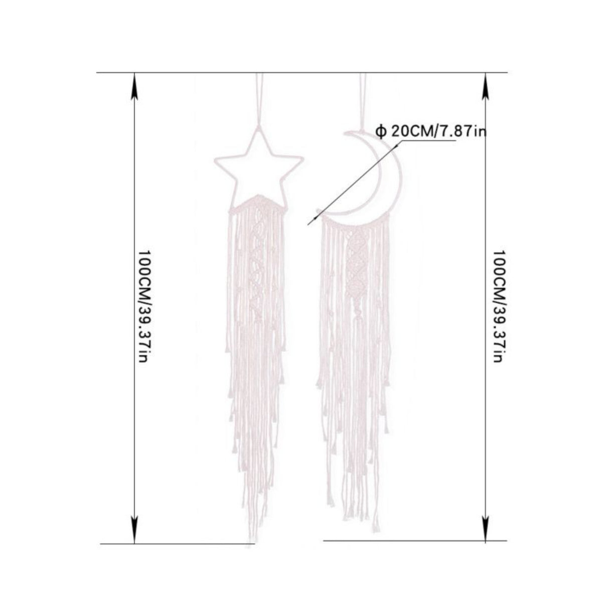 Moon Tassel Wall Decor Handmade Rope Wall Tapestry Boho Style