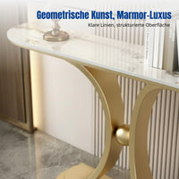 Contemporary Entryway Table, Marble Top, Metal Frame, Living Room